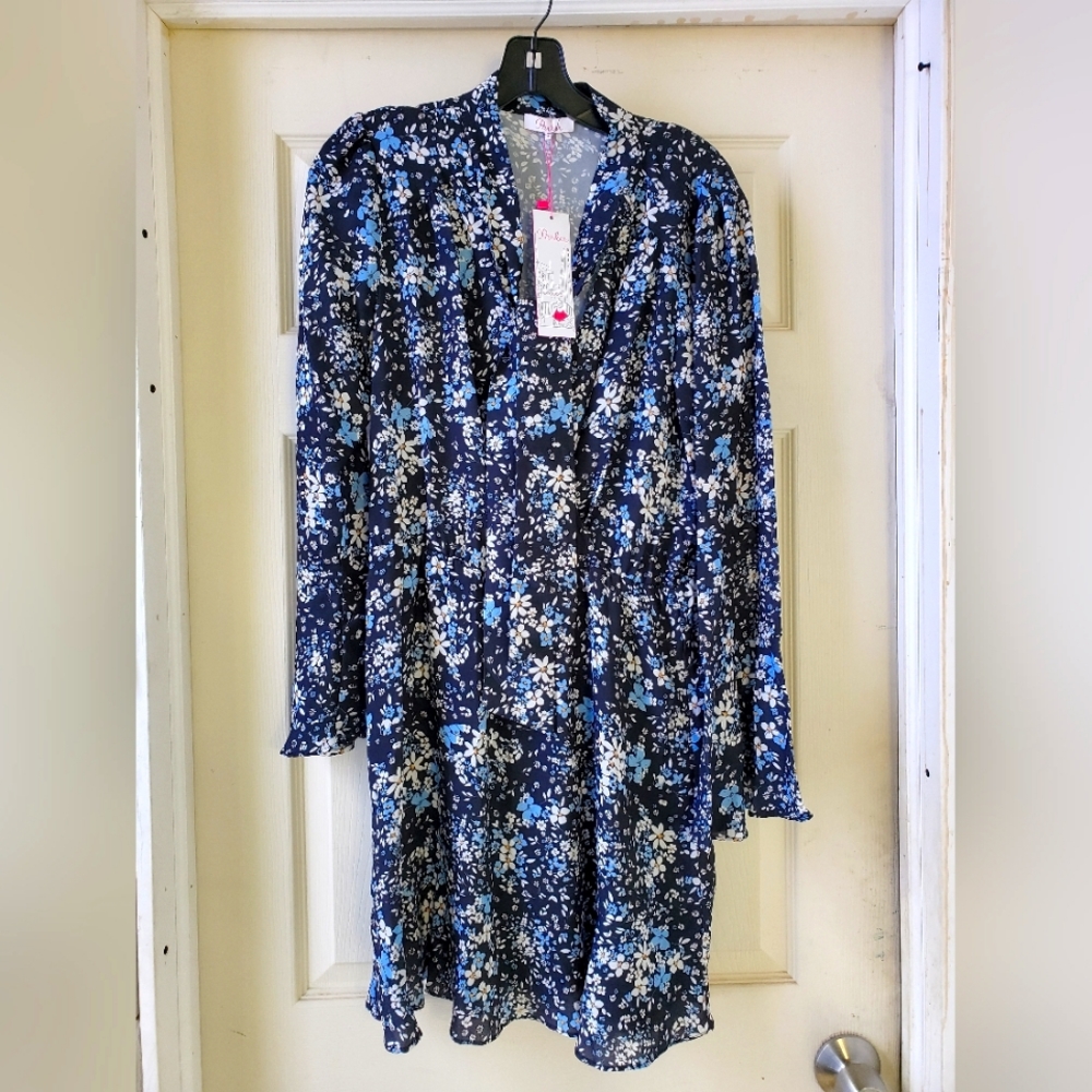 Parker Tie Neck Long Sleeve Dress,